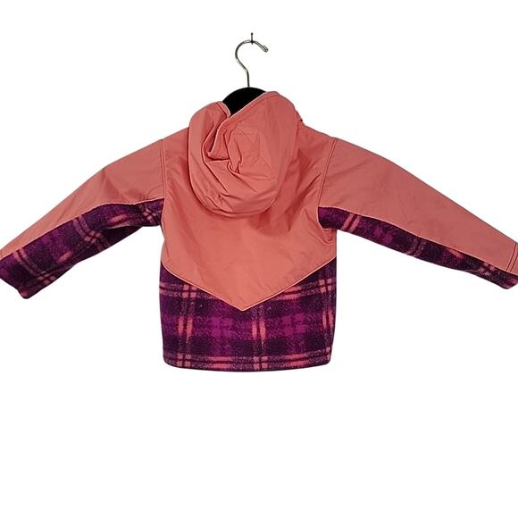 Columbia Girls Jacket 2T Hooded Fleece Plaid Pink Purple Toddler Coat - Picture 4 of 11